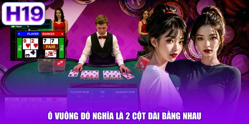 Ô vuông đỏ nghĩa là 2 cột dài bằng nhau